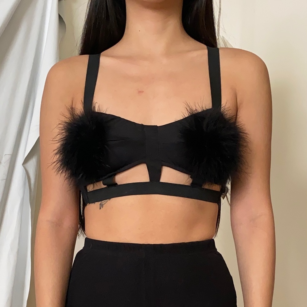 Black Fluffy Bralette from Nasty Gal